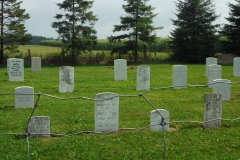 Picture of the graveyard showing the headstones